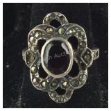 Vintage Garnet & Marcasite Ring (Missing 4
