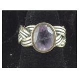 Braided Silver Amethyst Ring,  8.9 grams