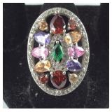 "Sam & Co" Multi-Stone Ring,  8.2 grams  Sterling