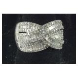 Genuine Diamond Crossover Cluster Ring,  6.3