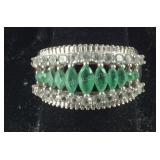 Genuine Emerald & CZ Band,  6.1 grams  Sterling