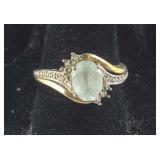925 & 10K Quartz & Genuine Diamond Ring,  2.6