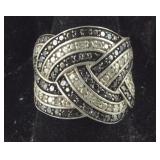 Genuine Black & White Diamond Cluster Ring,  9.3