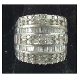 Genuine Diamond Cluster Band Ring,  7.8 grams