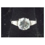 Round & Baguette CZ Ring,  2.6 grams  Sterling