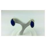 Blue Lapis Stud Earrings Signed S.E.,  1.9 grams