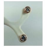 Rose Gold over Silver CZ Stud Earrings,  1.5