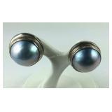 Black Pearl Stud Earrings10.5 grams  Sterling