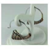 Two-Tone Hoop Dangle Earrings,  4.5 grams