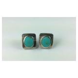 Turquoise Square Frame Stud Earrings,  10 grams