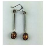 Vintage Elongated Amber Fish Hook Dangle