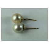 14K Genuine Pearl Stud Earrings,  1.2 grams