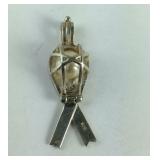 Floating Pearl Ribbon Pendant,  3.5 grams