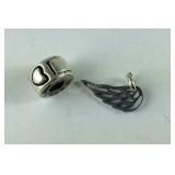 Heart Clip Charm & Track Wing Charm,  2.5 grams