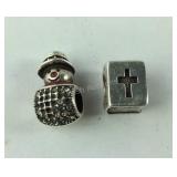 2 Charms: Bible & Snowman,  5.9 grams  Sterling