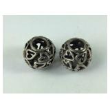 2 Open Silverwork Heart Charms,  4.1 grams
