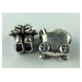 2 Charms: Baby Carriage & Present Charms,  5.6