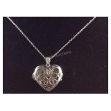 Garnet Colored CZ Heart Locket Necklace,  7.1