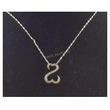 Open Heart Genuine Diamond Necklace,  4.4 grams