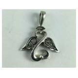 Genuine Diamond Angel Open Heart Pendant,  2.3