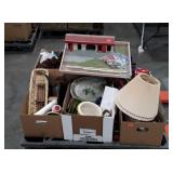 Skid lot: kitchenwares, home decor, VHS tapes,