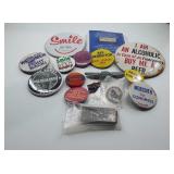 Pins and buttons: political and humorous