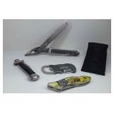 Leatherman tool and pocket knives