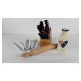 Kitchenwares, JA Henckels knives with wood block,