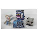 Drywall repair kit, facing tape, charger, laser