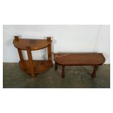 Two stands, two tier stands 20" high and bench