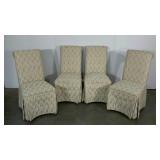 Skirted dining chairs, neutral color pallete, in