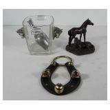 Equestrian decor, includes glass ice bucket with