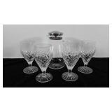 Glass pitcher with strainer and four stemmed