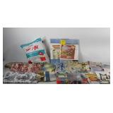 Crafting group, fabric pieces, beads, fiber fill,