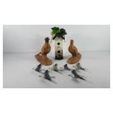 Home decor, includes birdhouse 11", two pheasant