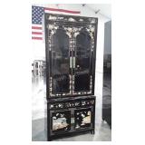 Asian Themed 2pc China Hutch, top with double