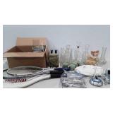 Tennis rackets, food processor for parts, glass