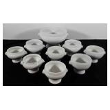 Porcelain soup bowls and tureen, two 4 1/4" tall