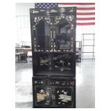 Asian Themed 2pc China Hutch Bar Server type, top