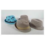 Four fedoras, all new with tags