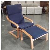 Modern styling Chair with Ottoman, maple framed