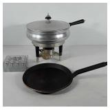Kitchenwares, includes two cast iron skillets,