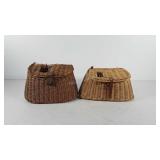 Two fishing creel baskets, hinges need repaired,
