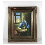 Painting on canvas, signed, framed, 19x23