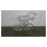 Tea cart, glass and metal, 31" tall