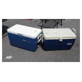 Two Coolers, Coleman 48, Igloo, blue color, both