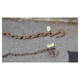 Two Log Chains each with only one hook, one heavy