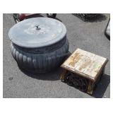 Two pc Gardening Lot, wood 12" Stand weathered,