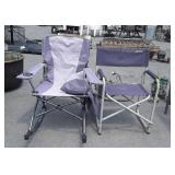 Two Camping type Chairs, one rocker, both Folding