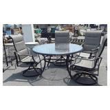5pc Outdoor Table Set, 52" Round glass top,
